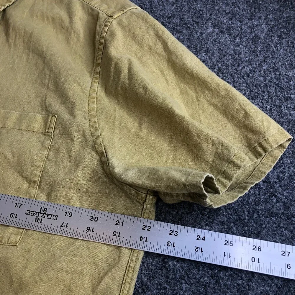 Madewell Shirt Mens Large Oatmeal Brown Linen Blend Short Sleeve Button - Picture 5 of 8